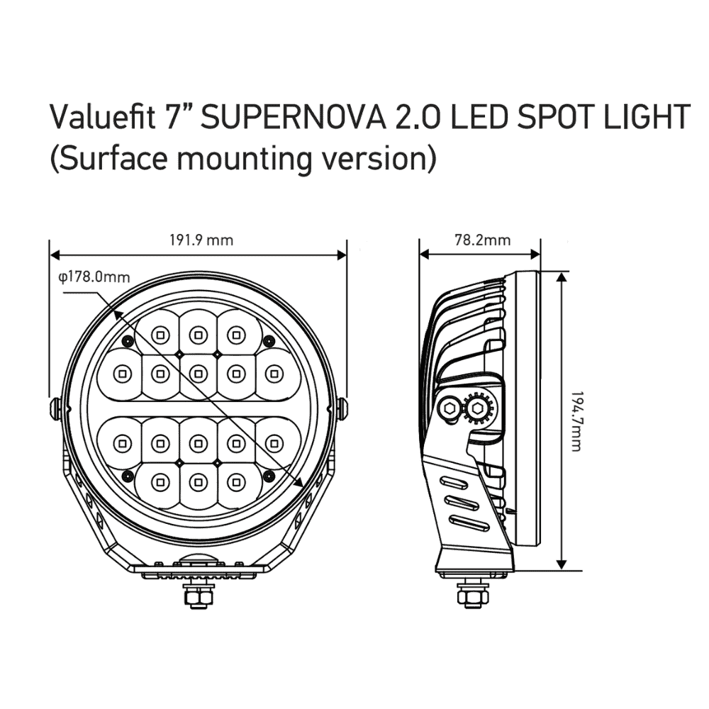 7" Hella Supernova 2.0 LED Spotlight Kit ECE Approved (2 Spotlights with wiring Harness)